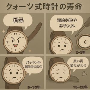 クォーツ式時計の寿命のイメージイラスト